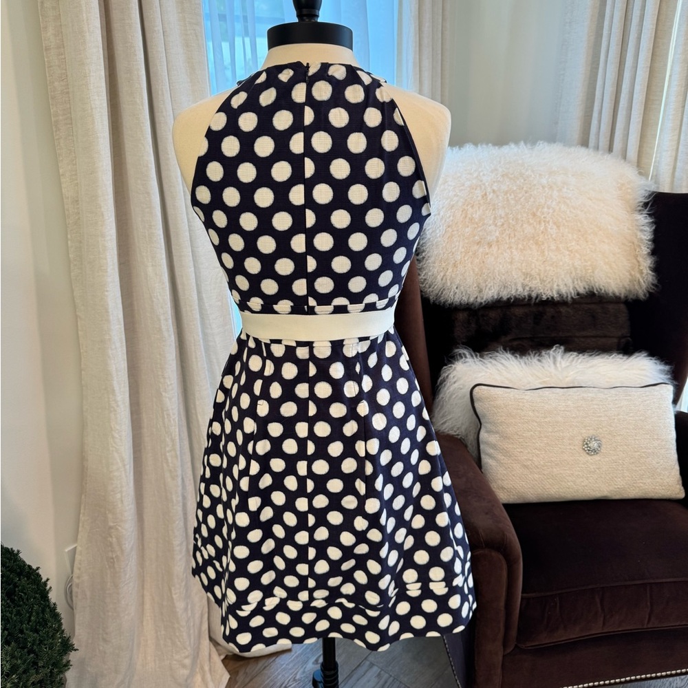 Eliza J Navy & White Polka Dot Dress - Size 6 - Picture 4 of 10